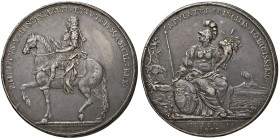NAPOLI. Filippo V di Spagna (1700-1707). Medaglia 1702. Per la visita del sovrano a Napoli. Opus: A. de Gennaro. AG (g 78,77 - Ø 59,00 ). Siciliano 69...