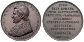 Pio IX (1846-1878). Medaglia 1850 a.IV. Per il ritorno di Pio IX a Roma. Opus: Cerbara. BR (g 36,37 - Ø 43,60 mm). Bart. BF4-24. Emessa dalla provinci...