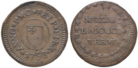 FERMO. Repubblica Romana (1798-1799). Mezzo Baiocco 1798. CU (g 5,05). Gig.1. R

BB

Diritti d'Asta: 18%