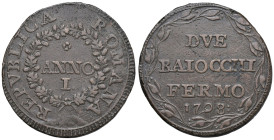 FERMO. Repubblica Romana (1798-1799). 2 Baiocchi 1798. CU (g 17,06). Gig.4. R

BB+

Diritti d'Asta: 18%