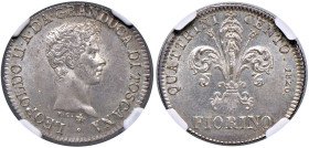 FIRENZE. Leopoldo II di Lorena (1824-1859). Fiorino 1826. AG. Gig. 30. Conservazione eccezionale. In slab NGC 5779788-015 MS 64+.

Diritti d'Asta: 1...