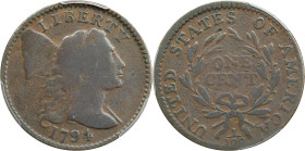 1794 Liberty Cap Cent. S-71, B-63. Rarity-2. Head of 1795. VG Details--Cleaned (PCGS).

PCGS# 35696. NGC ID: 223M.