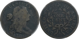 1796 Draped Bust Cent. S-108, B-12. Rarity-4. Reverse of 1794. Good-6 (PCGS).

PCGS# 1404. NGC ID: 223W.