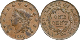 1830 Matron Head Cent. N-4. Rarity-2. Large Letters. EF-45 (ANACS).

Ex 67th Annual Houston Money Show Early Cents Auction, January 2024, lot 316.
...