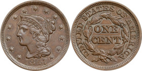 1847 Braided Hair Cent. N-10. Rarity-3+. AU-53 (ANACS).

Ex Ira and Larry Goldberg Auctioneers' sale, 2/2008, lot 1595.

PCGS# 37289. NGC ID: 226D...