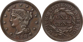 1848 Braided Hair Cent. N-3. Rarity-2. Unc Details--Cleaned (PCGS).

PCGS# 1883. NGC ID: 226E.