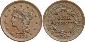 1851 Braided Hair Cent. N-10. Rarity-1. AU-55 (ANACS).

PCGS# 406677. NGC ID: 226H.