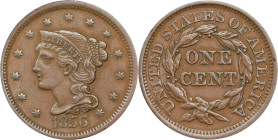 1856 Braided Hair Cent. N-14. Rarity-1. Slanting 5. AU-50 (ANACS).

PCGS# 406210. NGC ID: 226N.