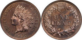 1907 Indian Cent. Proof-64 RB (NGC).

PCGS# 2409. NGC ID: 22AW.