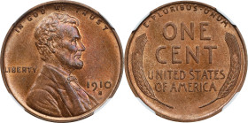 1910-S Lincoln Cent. MS-63 RB (NGC).

PCGS# 2439. NGC ID: 22B6.