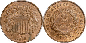 1865 Two-Cent Piece. Plain 5. MS-63 BN (PCGS).

PCGS# 38247. NGC ID: 22NA.