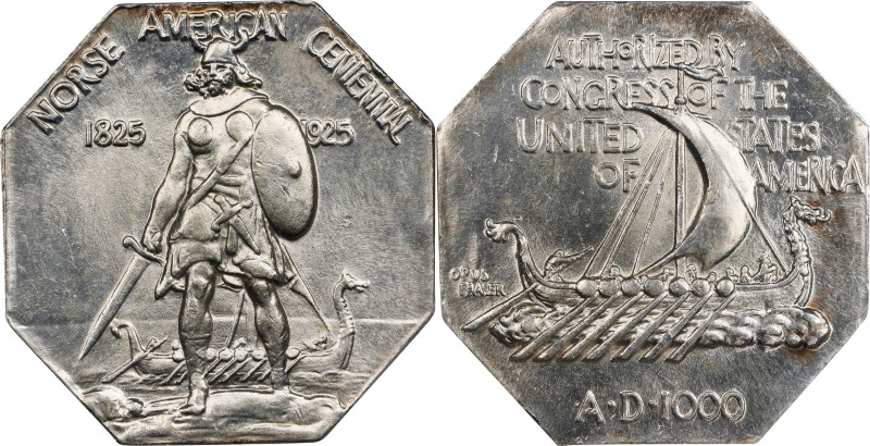 1925 Norse-American Centennial Medal. Silver. Swoger-24Ba-wv3. Thick Planchet. M...