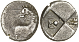 (386-338 a.C.). Tracia. Cherronesos. Hemidracma. (S. 1603 var) (CNG. III, 1437). Incisión en canto. 2,24 g. MBC-/MBC.