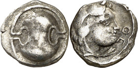 (368-338 a.C.). Beocia. Tebas. Óbolo. (S. 2401) (CNG. IV, 1359). Punzonada en reverso. 0,52 g. MBC.