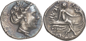 (s. III-II a.C.). Euboia. Histiaia. Tetróbolo. (S. 2496 sim) (CNG. IV, 1524). Pequeña grieta radial. 2,38 g. MBC+.