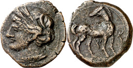Zeugitana. (s. III a.C.). Cartago. AE 24. (S. 6512 var) (SNG. Copenhague 309-313). 6,84 g. MBC.