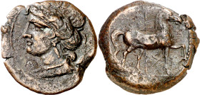 Zeugitana. (s. III a.C.). Cartago. AE 23. (S. falta) (SNG. Copenhague 326 sim). 7,46 g. MBC+.
