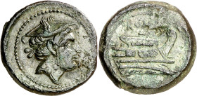 (217-215 a.C.). Anónima. Semuncia. (Spink 620) (Craw. 38/7). 6,72 g. MBC+.