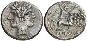(225-212 a.C.). Anónima. Didracma. (Bab. 23) (Craw. 28/3). Metal poroso. Ex Áureo & Calicó 28/05/2014, nº 4022. 6,36 g. (MBC/MBC+).