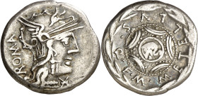 (hacia 127 a.C.). Gens Caecilia. Denario. (Bab. 29) (Craw. 263/1a). 3,91 g. MBC.
