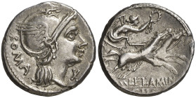 (hacia 109-108 a.C.). Gens Flaminia. Denario. (Bab. 1) (Craw. 302/1). Ex Áureo & Calicó 07/03/2013, nº 2018. 3,84 g. MBC+/MBC.