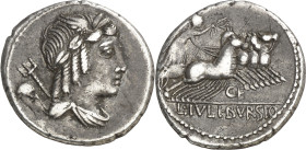 (hacia 85 a.C.). Gens Julia. Denario. (Bab. 5) (S. 5b) (Craw. 352/1c). Ex Áureo & Calicó 05/02/2014, nº 124. 3,67 g. MBC-.