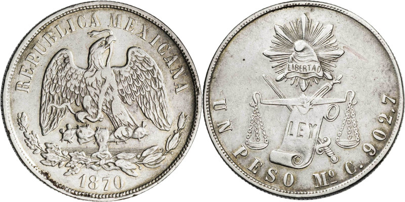México. 1870. México. C. 1 peso. (KM. 408.5). AG. 26,96 g. MBC/MBC+.