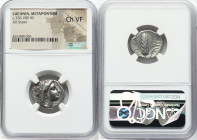 LUCANIA. Metapontum. Ca. 330-280 BC. AR stater (20mm, 6h). NGC Choice VF. Dai- and Mach-, magistrates. Head of Demeter right, hear falling loose in cu...
