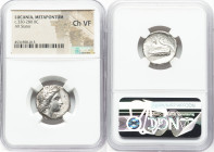 LUCANIA. Metapontum. Ca. 330-280 BC. AR stater (20mm, 3h). NGC Choice VF. Dai- and Mach-, magistrates. Head of Demeter right, hear falling loose in cu...