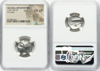LUCANIA. Metapontum. Ca. 330-280 BC. AR stater (18mm, 2h). NGC Choice VF. Ly-, magistrate. Head of Demeter left, hair falling loose in curls, wearing ...