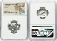 LUCANIA. Metapontum. Ca. 330-280 BC. AR stater (20mm, 8h). NGC Choice VF. Ly-, magistrate. Head of Demeter right, hair falling loose, wearing barley g...
