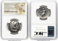 MACEDONIAN KINGDOM. Alexander III the Great (336-323 BC). AR tetradrachm (28mm, 6h). NGC VG. Late lifetime-early posthumous issue, Aradus, ca. 328-320...