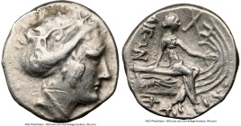 EUBOEA. Histiaea. Ca. 3rd-2nd centuries BC. AR tetrobol (14mm, 11h). NGC VF, scuff. Head of nymph right, wearing vine-leaf crown, earring and necklace...