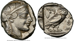 ATTICA. Athens. Ca. 455-440 BC. AR tetradrachm (25mm, 17.12 gm, 8h). NGC Choice XF 5/5 - 3/5, brushed. Early transitional issue. Head of Athena right,...