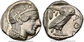 ATTICA. Athens. Ca. 440-404 BC. AR tetradrachm (23mm, 17.24 gm, 9h). NGC Choice AU 5/5 - 3/5, brushed. Mid-mass coinage issue. Head of Athena right, w...