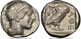 ATTICA. Athens. Ca. 440-404 BC. AR tetradrachm (24mm, 17.19 gm, 11h). NGC AU 5/5 - 5/5. Mid-mass coinage issue. Head of Athena right, wearing earring,...