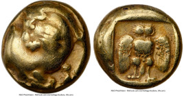 LESBOS. Mytilene. Ca. 454-427 BC. EL sixth-stater or hecte (10mm, 2.50 gm, 2h). NGC Choice Fine 5/5 - 4/5. Forepart of goat right, head reverted / Owl...