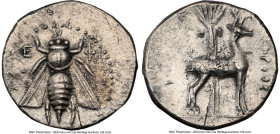IONIA. Ephesus. Ca. 2nd century BC. AR drachm (18mm, 4.05 gm, 1h). NGC Choice XF 4/5 - 2/5, brushed, flan flaw. Uncertain magistrate. E-Φ, bee with st...