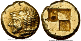 IONIA. Erythrae. Ca. 550-500 BC. EL sixth-stater or hecte (10mm, 2.53 gm). NGC Choice VF 5/5 - 3/5. Head of Heracles left, wearing lion skin headdress...