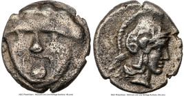 PISIDIA. Selge. Ca. 4th century BC. AR obol (10mm, 6h). NGC Choice VF. Head of gorgoneion facing with protruding tongue / Head of Athena right, wearin...