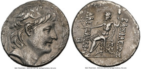 SELEUCID KINGDOM. Alexander II Zabinas (128-122 BC). AR tetradrachm (30mm, 1h). NGC Choice VF. Antioch on the Orontes. Diademed head of Alexander II r...