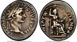 Tiberius (AD 14-37). AR denarius (19mm, 3.67 gm, 6h). NGC Choice Fine 4/5 - 3/5, edge marks. Lugdunum, ca. AD 18-35. TI CAESAR DIVI-AVG F AVGVSTVS, la...