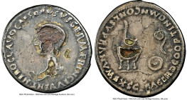 Nero, as Caesar (AD 54-67). AR/AE fourrée denarius (19mm, 2.43 gm, 8h). NGC Fine 5/5 - 1/5, core visible. Ancient forgery of Rome, AD 51. NERO CLAVD C...