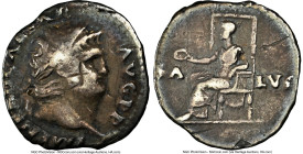 Nero, as Augustus (AD 54-68). AR denarius (17mm, 3.10 gm, 6h). NGC Fine 4/5 - 2/5, marks, edge damage. Rome, AD 64-68. IMP NERO CAESAR-AVG P P, laurea...