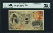 Japan Bank of Japan 10 Yen ND (1915) Pick 36s Specimen PMG Choice Very Fine 35 EPQ. A true Specimen of this earlier design redeemable for gold coin. T...