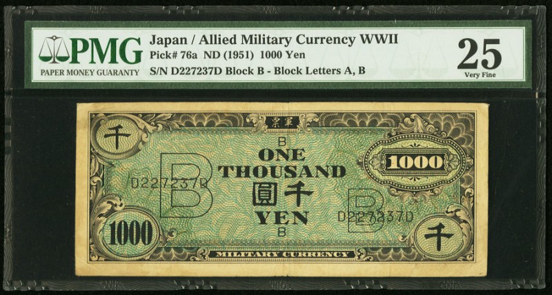 Japan Allied Military Currency 1000 Yen ND (1951) Pick 76a JNDA 14-8 PMG Very Fi...