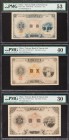 China Bank of Taiwan Limited 1; 5; 10 Yen ND (1915) Pick 1921; 1922; 1923 Three Examples PMG About Uncirculated 53; Extremely Fine 40; Very Fine 30. A...