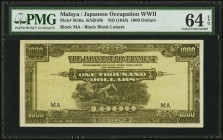Malaya Japanese Occupation WWII 1000 Dollars ND (1945) Pick 10a PMG Choice Uncirculated 64 EPQ. The more uncommon and coveted version of this highest ...