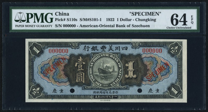 China American Oriental Bank of Szechuen, Chungking 1 Dollar 16.9.1922 Pick S110...