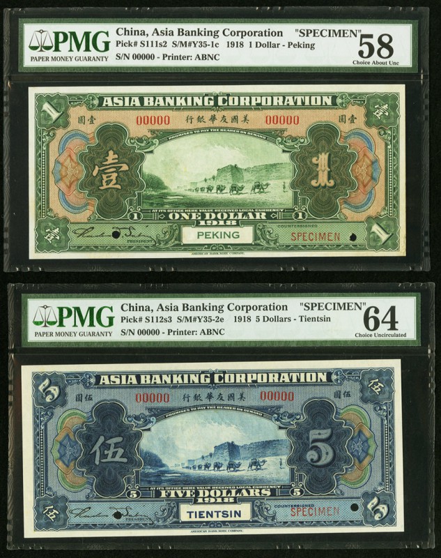 China Asia Banking Corporation, Peking 1 Dollar 1918 Pick S111s2 S/M#Y35-1 Speci...